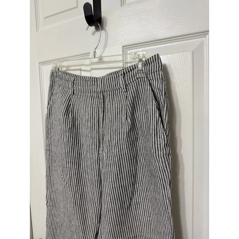 Reformation Blue White Striped Linen Wide Leg Pants Size‎ 6